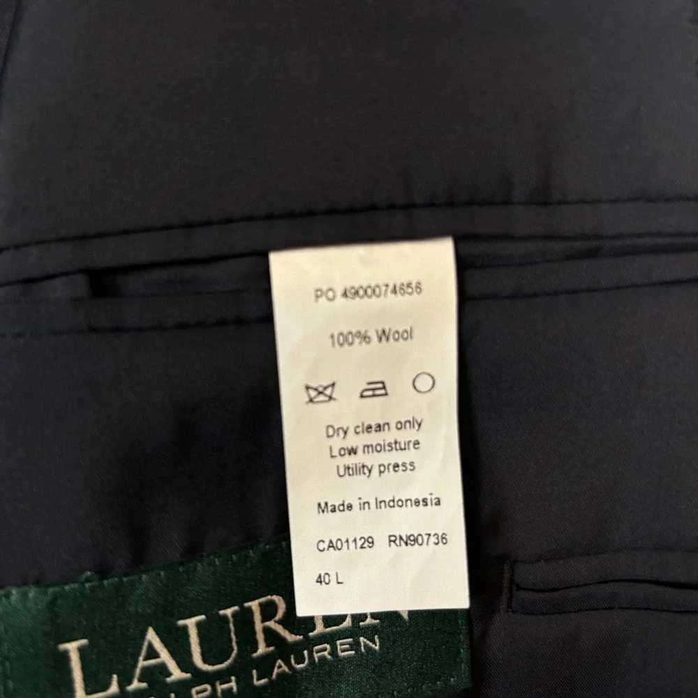 Ralph Lauren Men's Navy Wool‎ Blazer Gold Buttons Sport Coat Size 40L